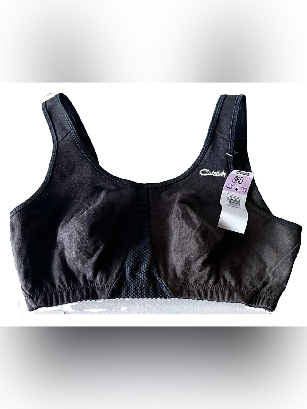 Vintage Catalina Sports Bra Size 36D Women’s Black 90’s NWT Stretch Workout Top